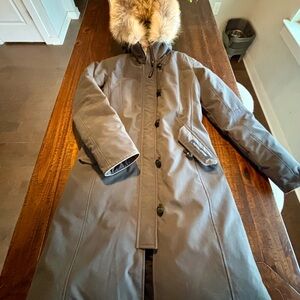 Canada Goose Kids Coat in Graphite Gray with Authentic Fur Trim